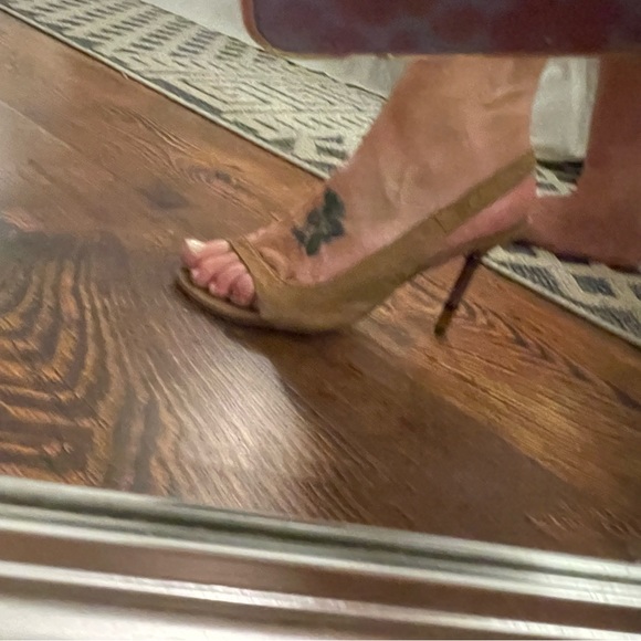 Lily Holt camel suede pumps size 8 bamboo heel - Picture 14 of 14